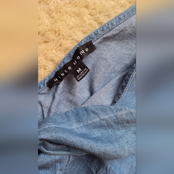 Haute Monde Thin Denim Jumpsuit w/ Knot Size M - Picture 7 of 7